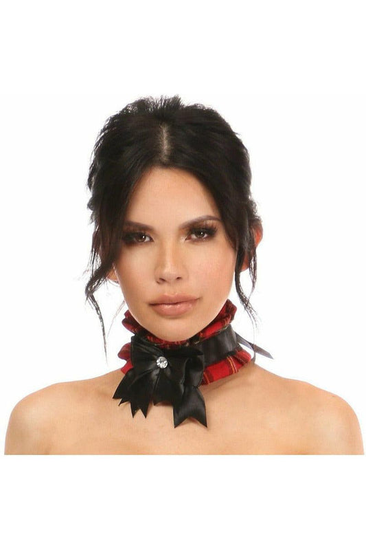 Kitten Collection Red Plaid Choker by Daisy Corsets in Size Regular or Queen