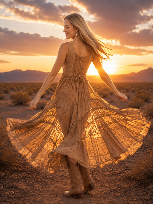 Romance at Yellowstone Beige Dress