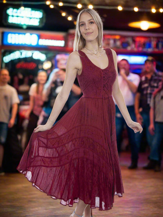 Romance at Yellowstone Burgundy Dress