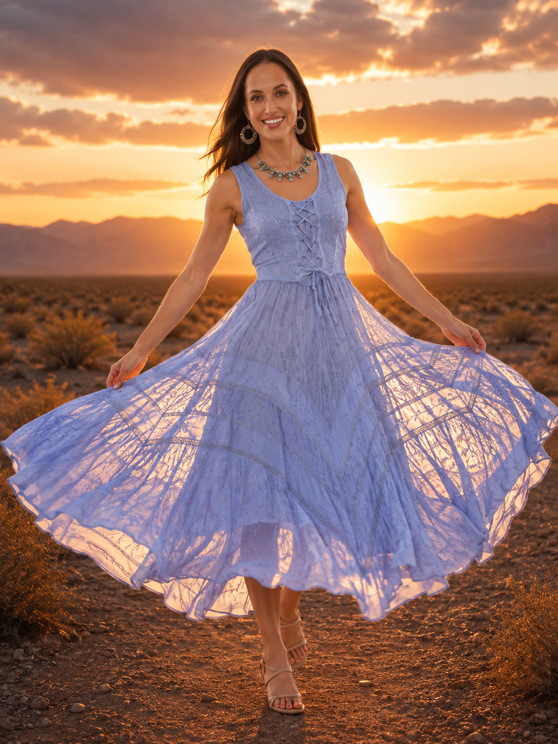Romance at Yellowstone Light Sky Blue Dress