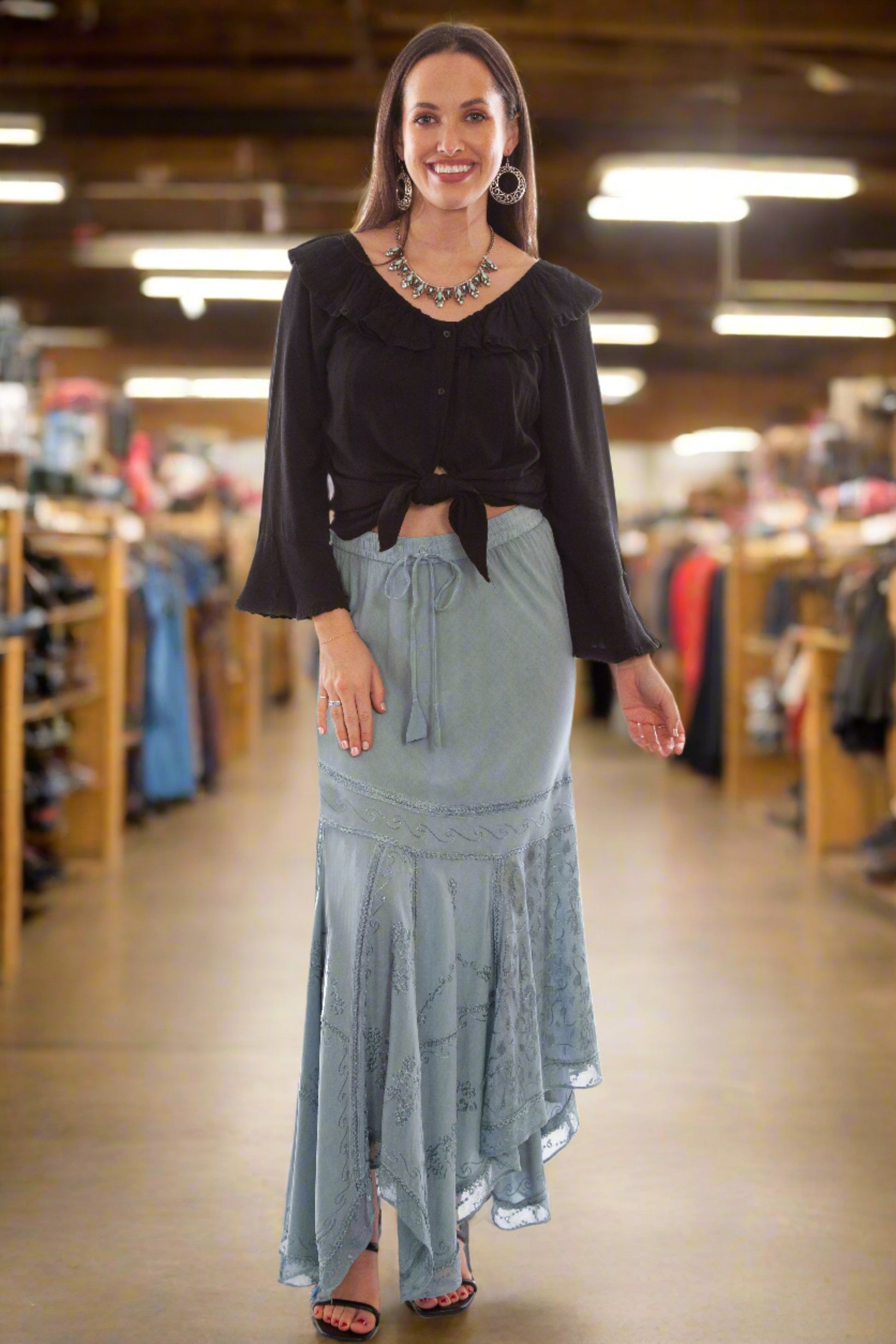 Beautifully Embroidered Honey Creek Long Skirt by Scully in Size XS, S, M, L, XL, or XXL