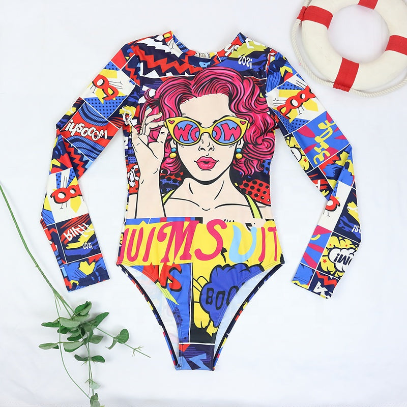 WOW One-Piece Rashguard Swimsuit in Size S, M, L, or XL