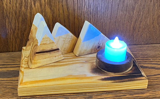 Pretty Mountain Range Scene with Fire Pit Tea Light Holder