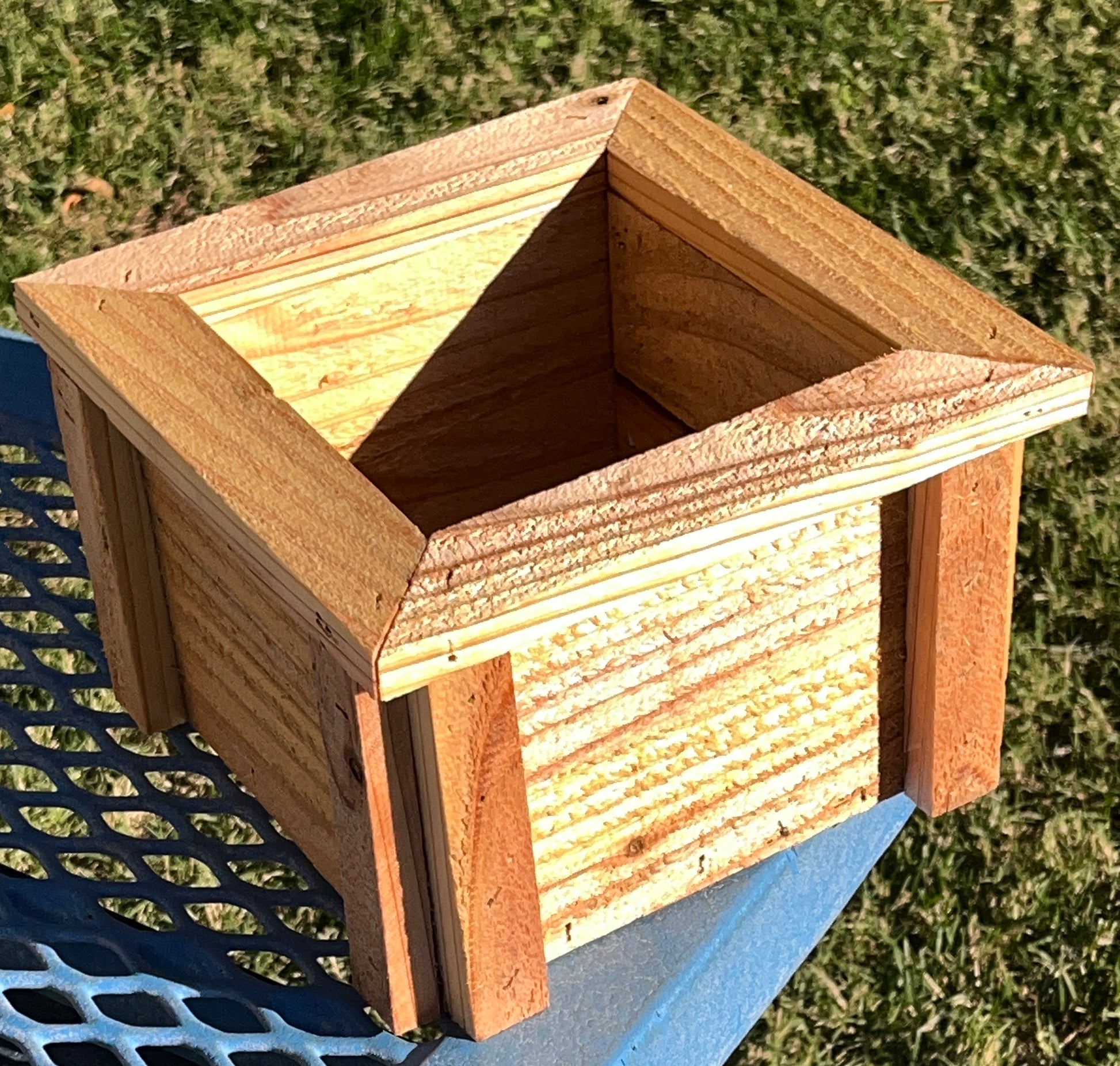 Handcrafted Small Redwood Planter Featuring a French Cleat Mounting System