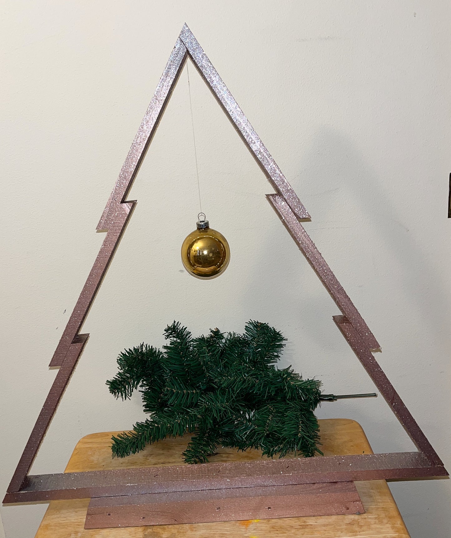 Large Wooden Rose Gold Christmas Tree