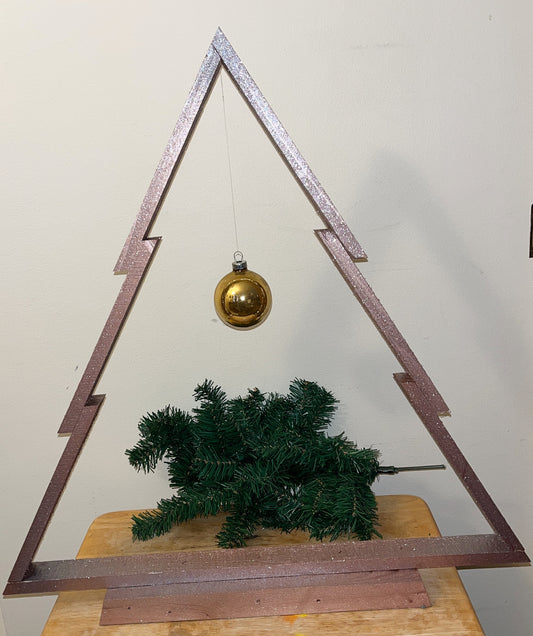 Large Wooden Rose Gold Christmas Tree
