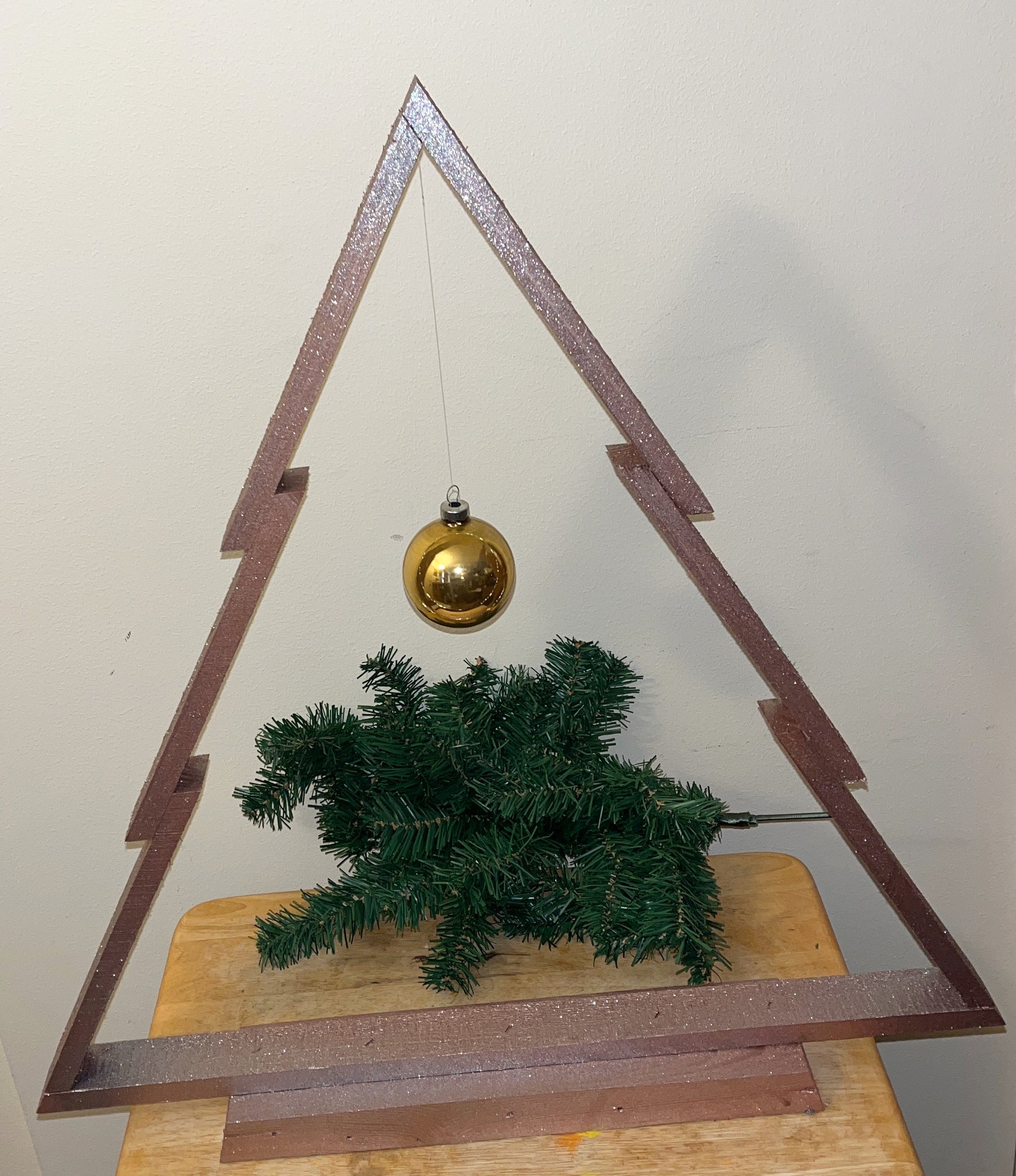 Large Wooden Rose Gold Christmas Tree