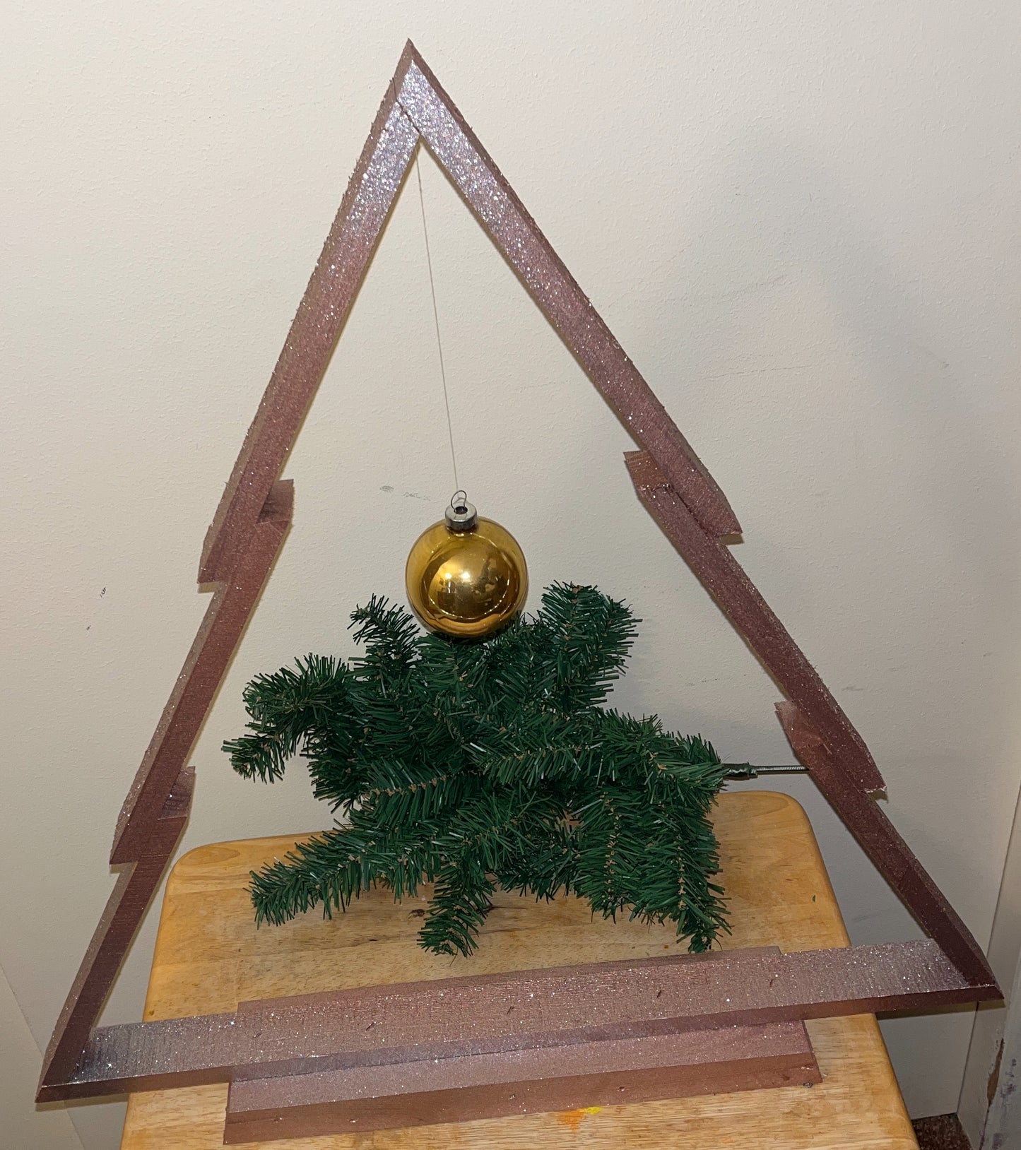 Large Wooden Rose Gold Christmas Tree