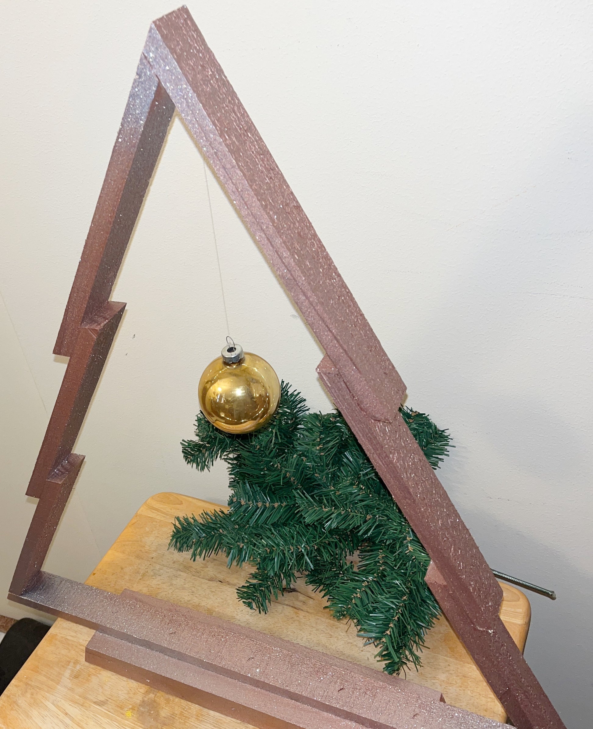 Large Wooden Rose Gold Christmas Tree