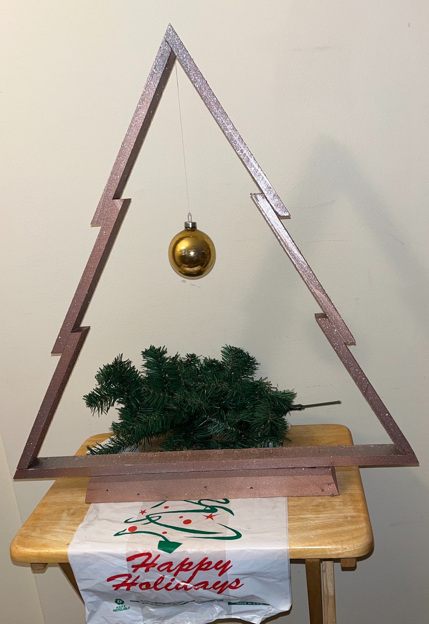 Large Wooden Rose Gold Christmas Tree