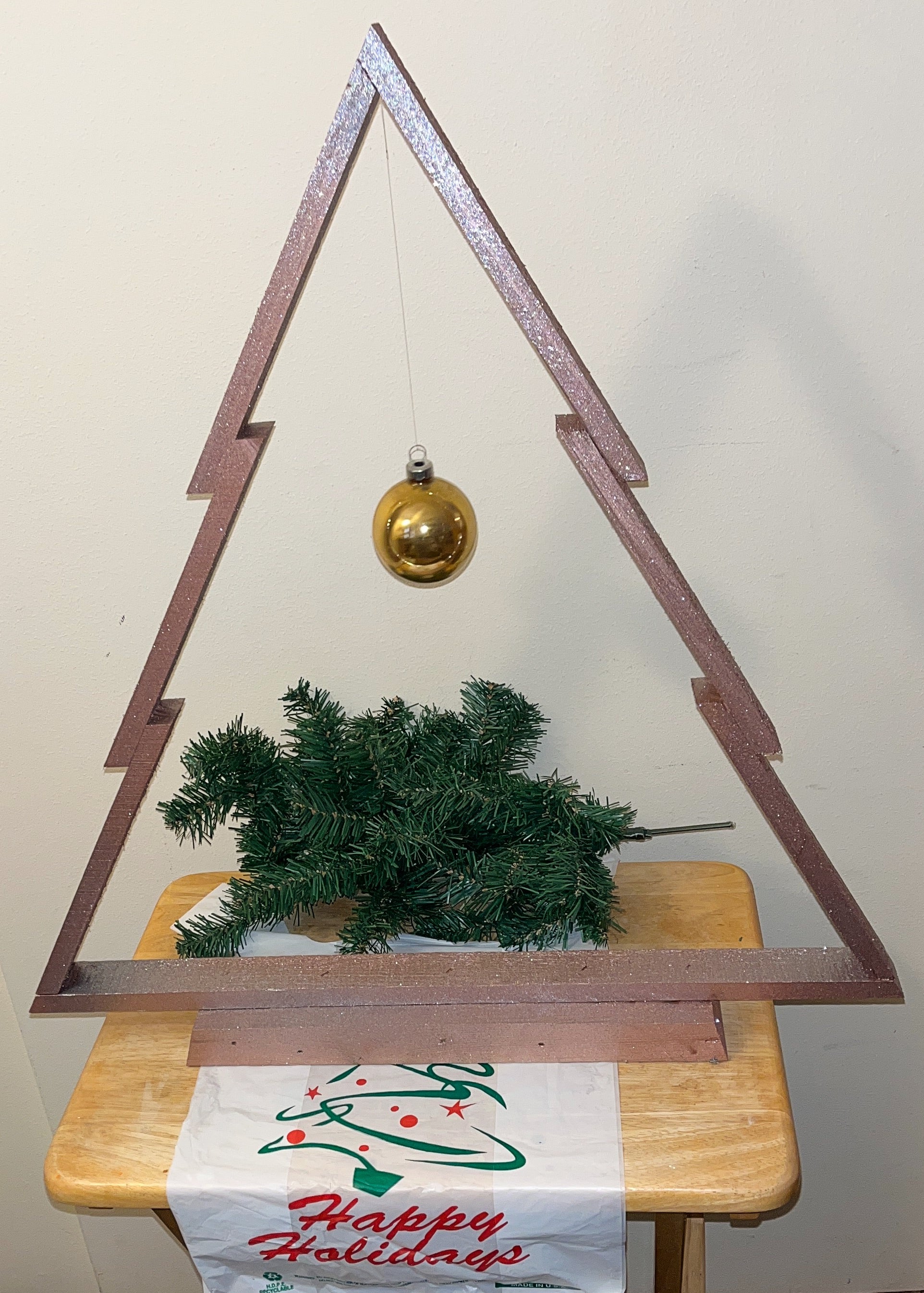 Large Wooden Rose Gold Christmas Tree