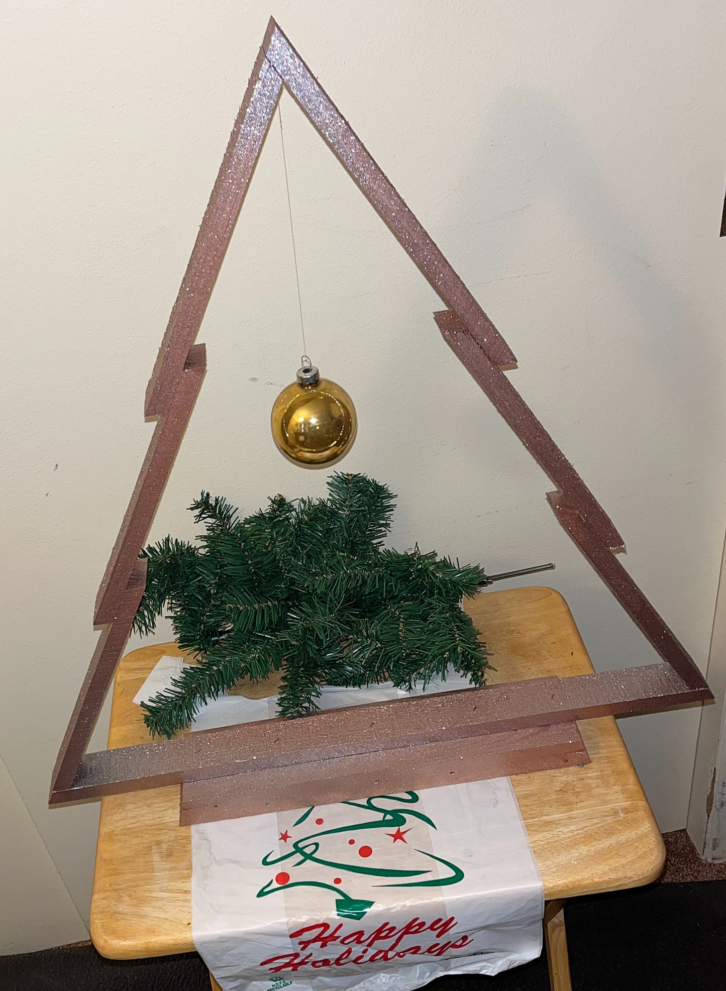 Large Wooden Rose Gold Christmas Tree