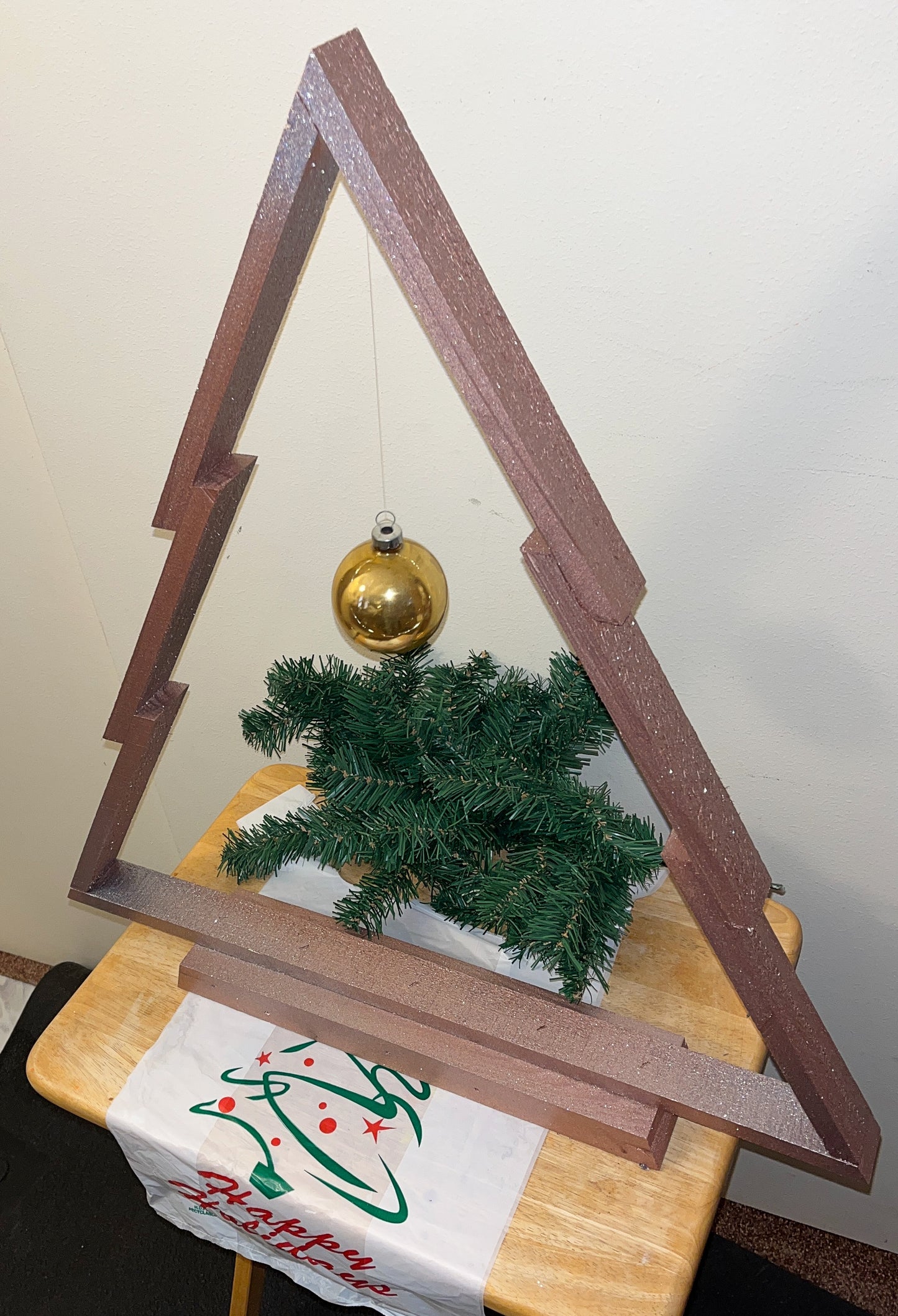 Large Wooden Rose Gold Christmas Tree