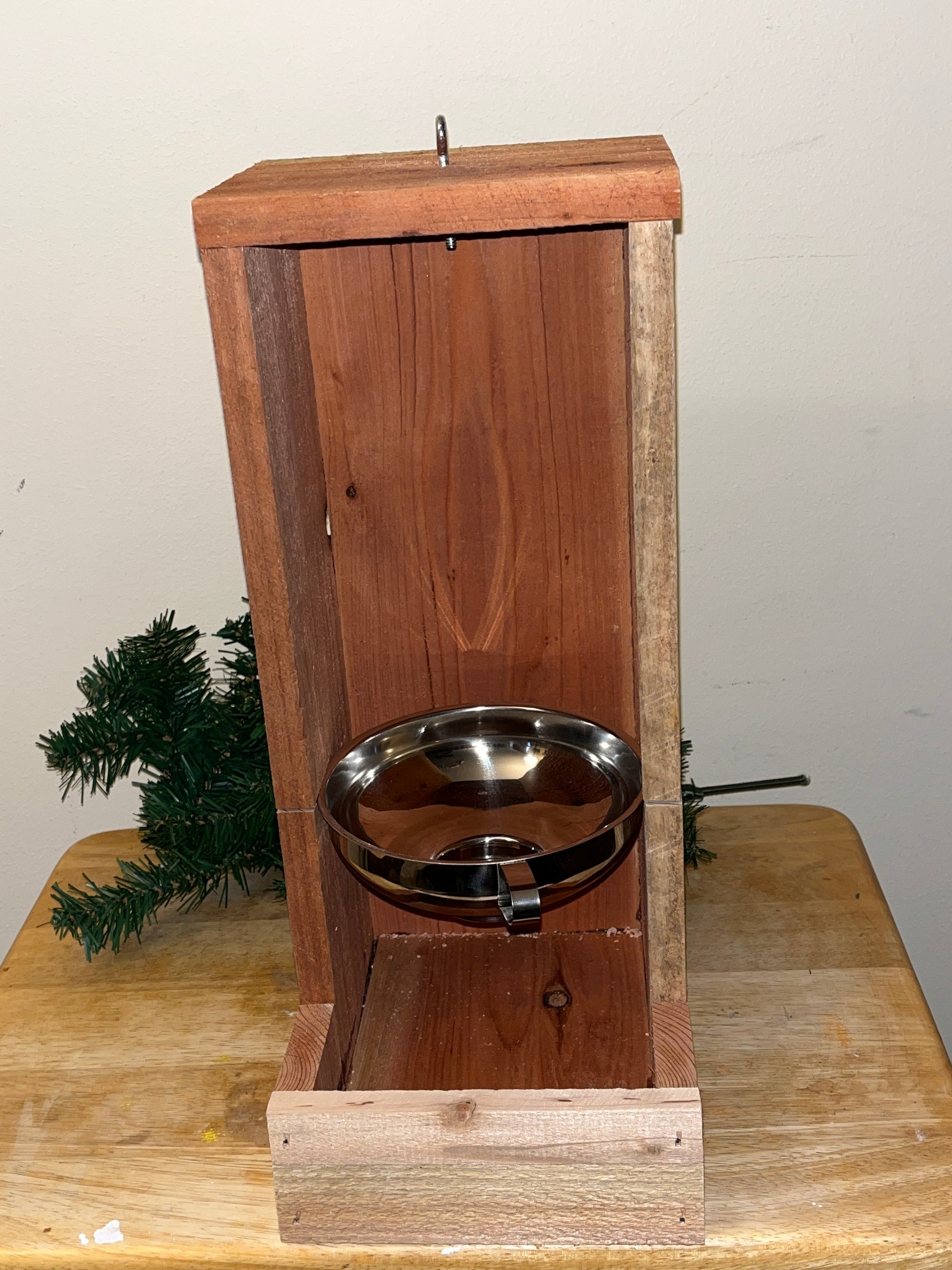 Handcrafted Tall Redwood Bird Feeder