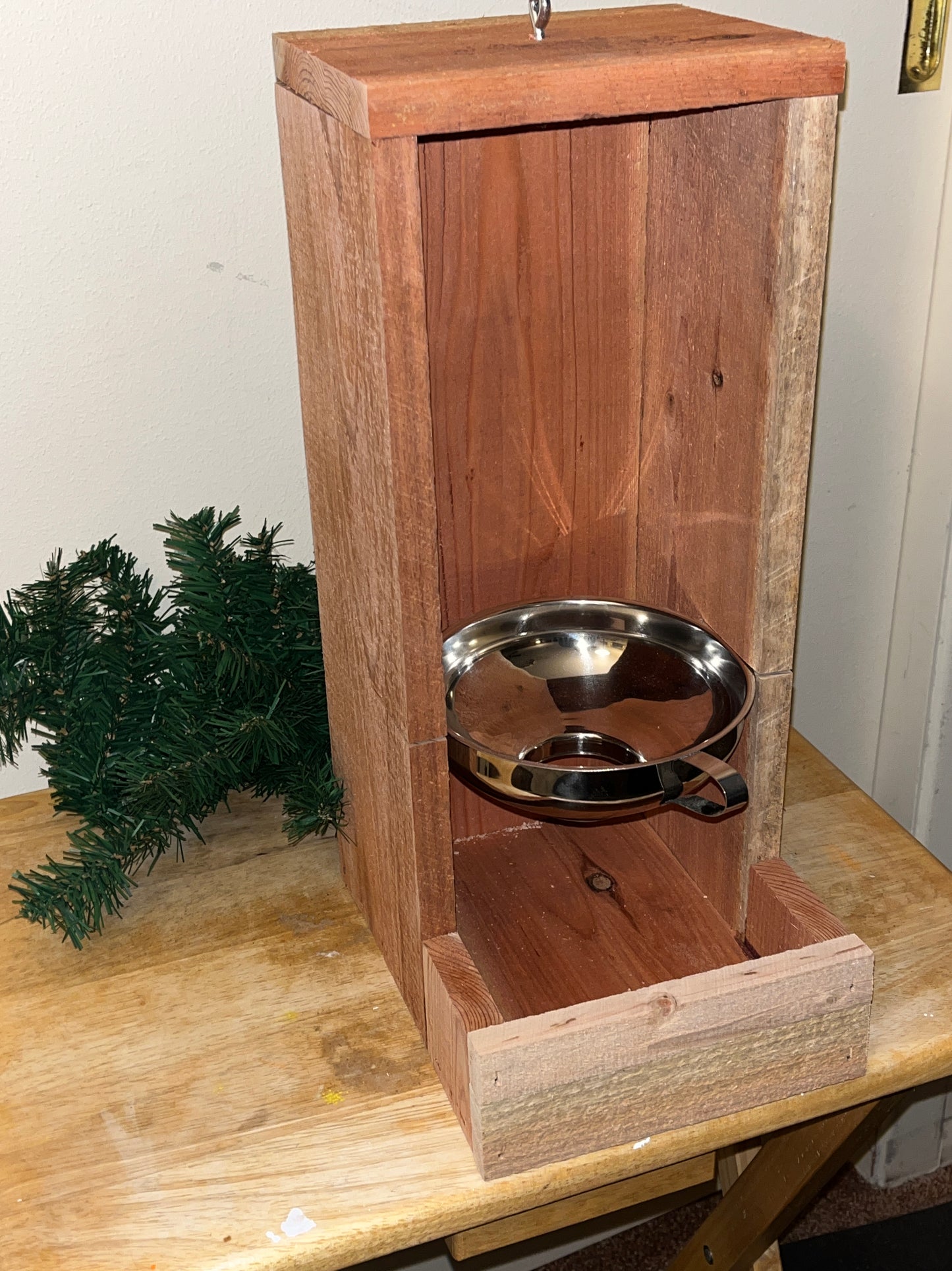 Handcrafted Tall Redwood Bird Feeder