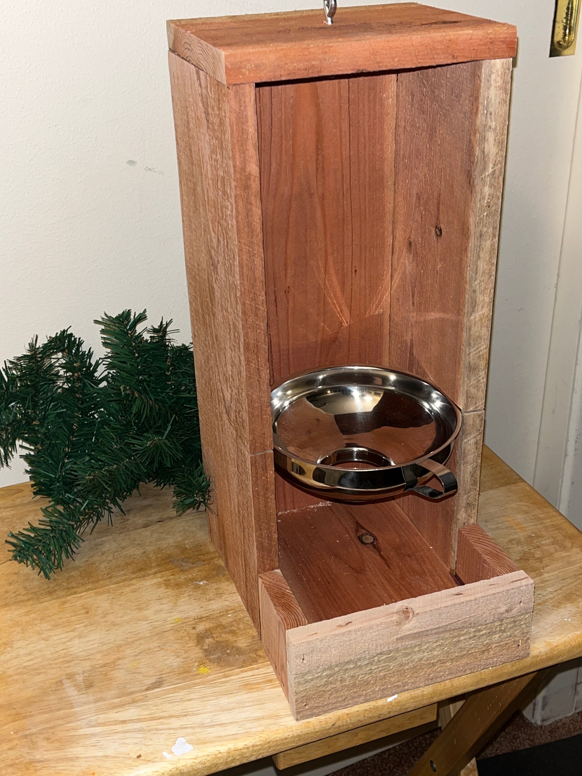 Handcrafted Tall Redwood Bird Feeder