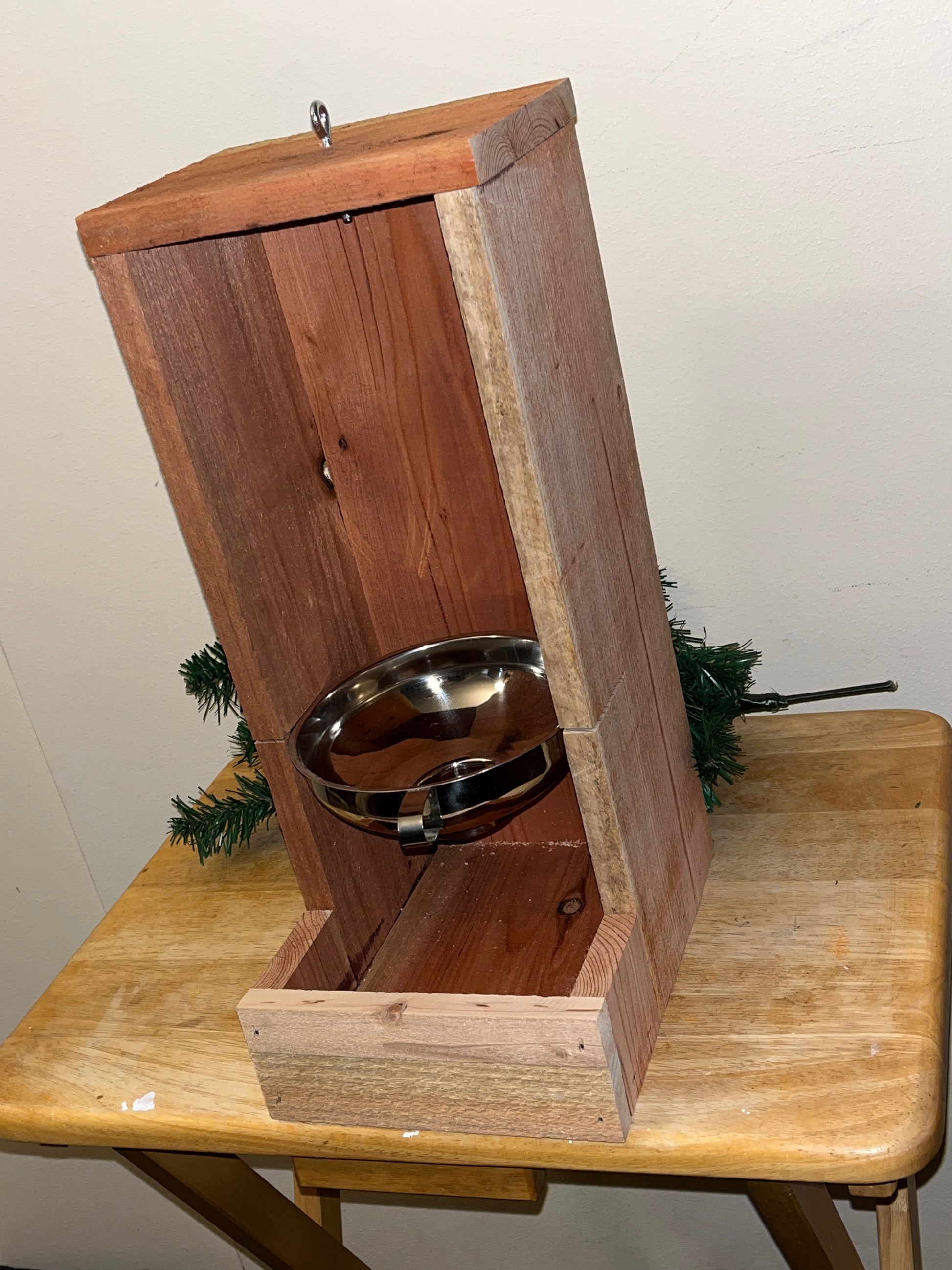 Handcrafted Tall Redwood Bird Feeder