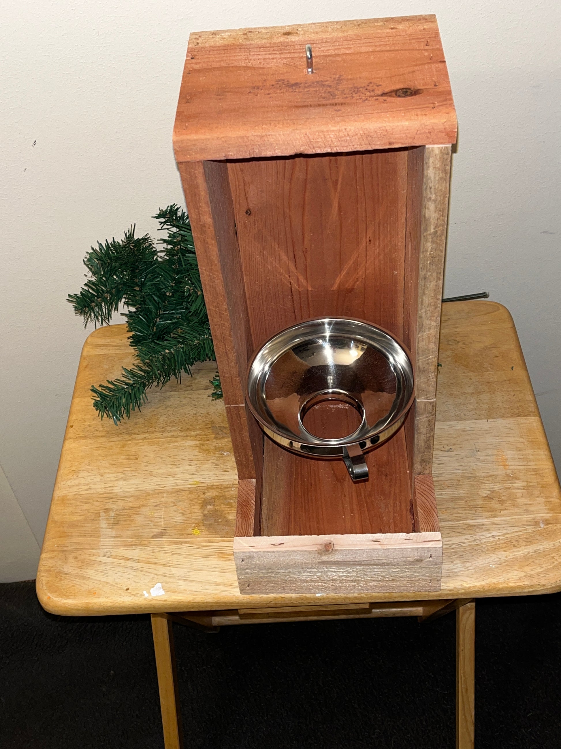 Handcrafted Tall Redwood Bird Feeder