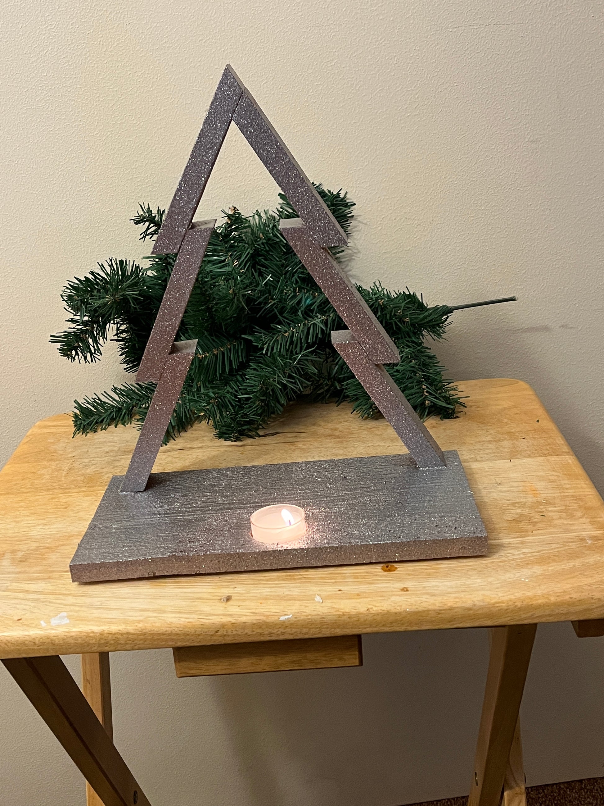 Rose Gold Christmas tree Candle Holder Large