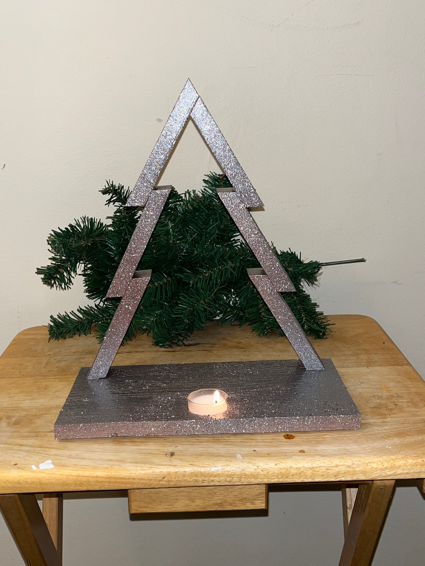 Rose Gold Christmas tree Candle Holder Large