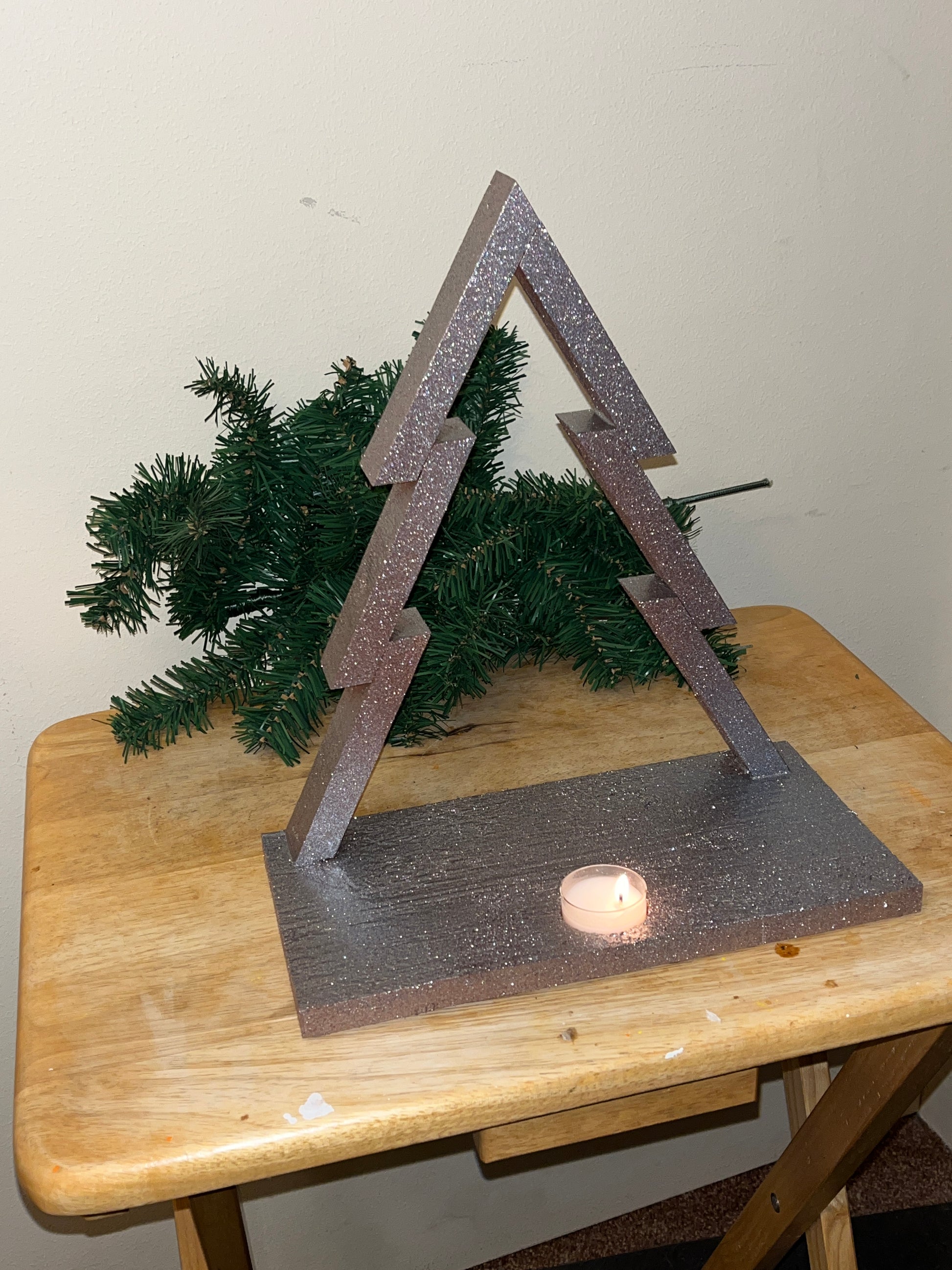 Rose Gold Christmas tree Candle Holder Large