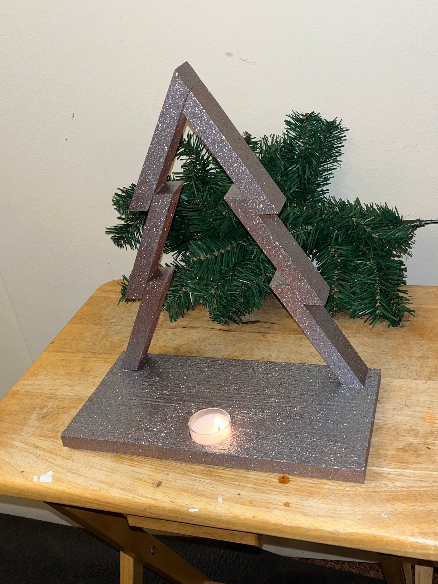 Rose Gold Christmas tree Candle Holder Large
