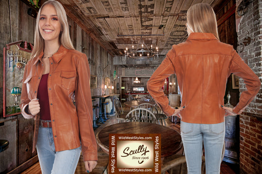 Cognac Lamb Leather Ladies Jacket