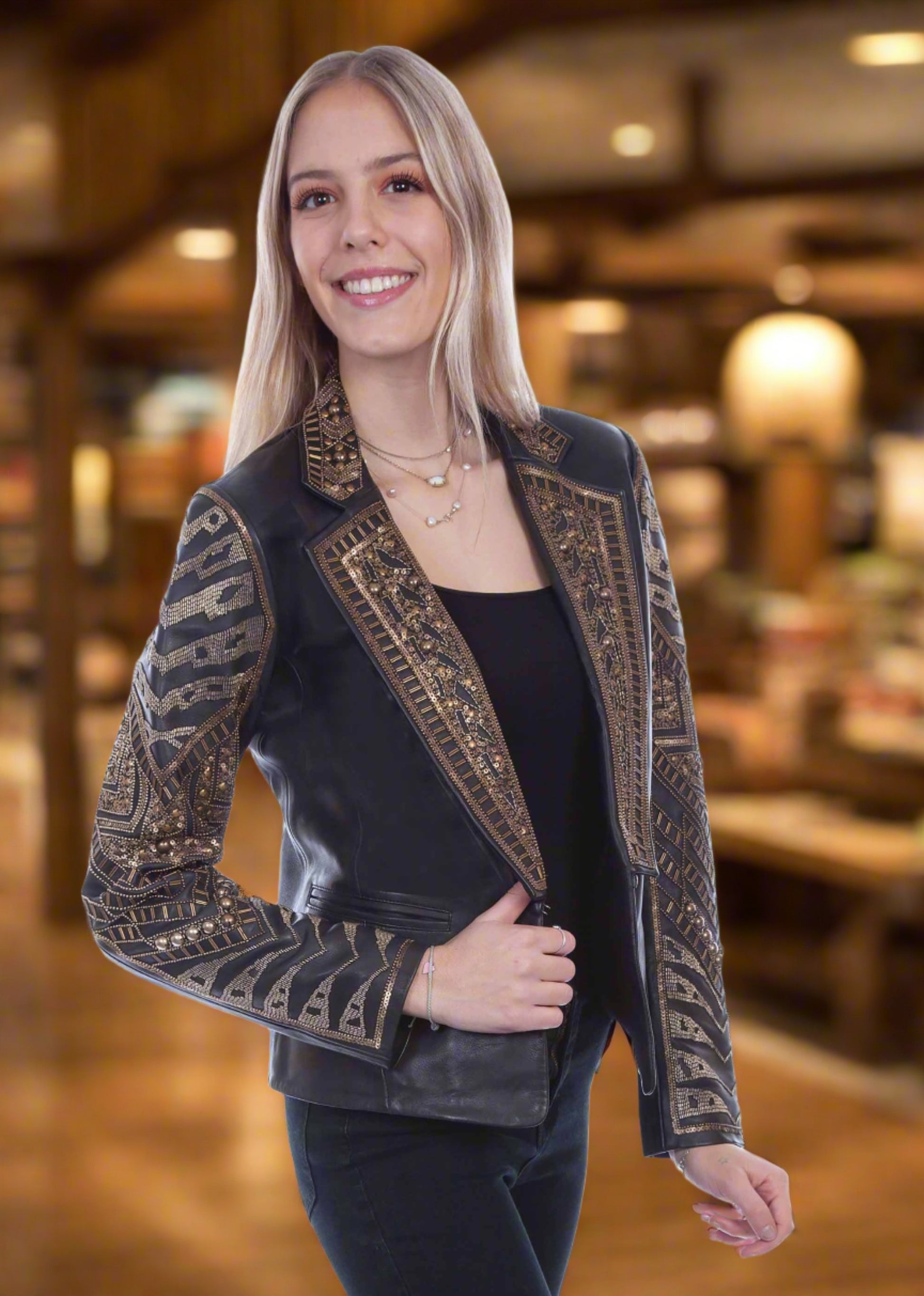 Beaded Lamb Blazer by Scully in Size XS, S, M, L, XL, or XXL