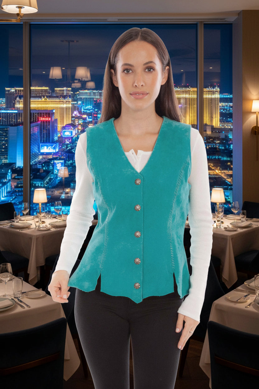 Suede Concho Button Vest