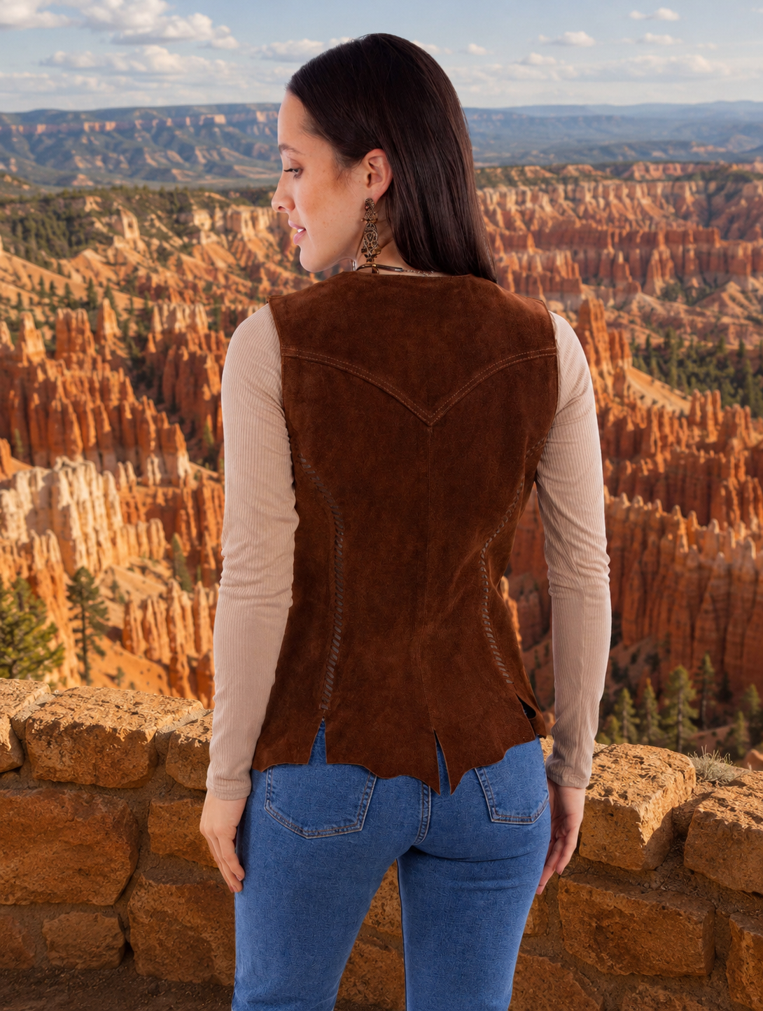 Suede Concho Button Vest