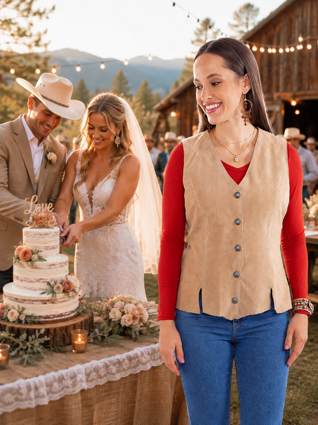 Suede Concho Button Vest