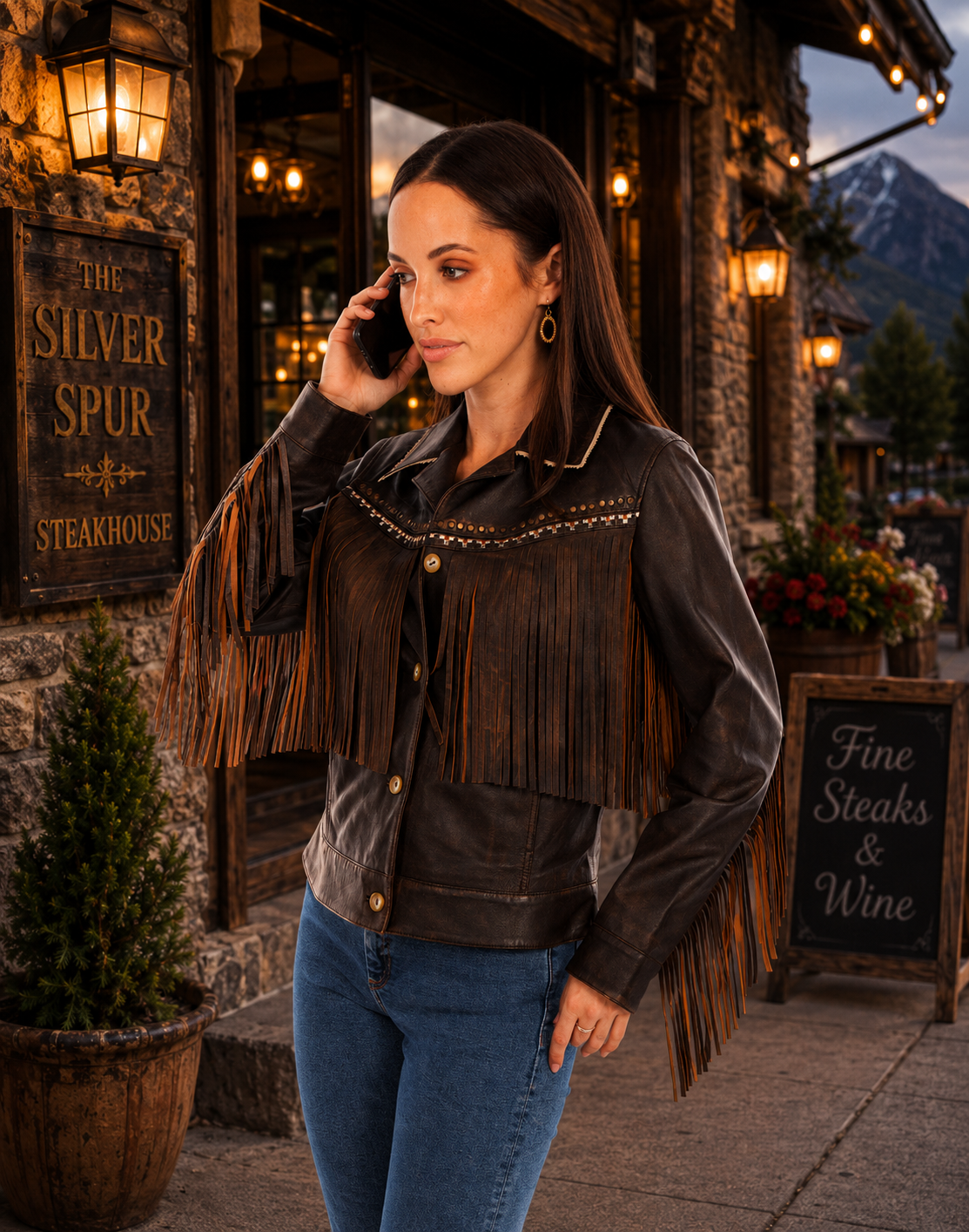 Scully Embroidered Button Up Jacket with Fringe