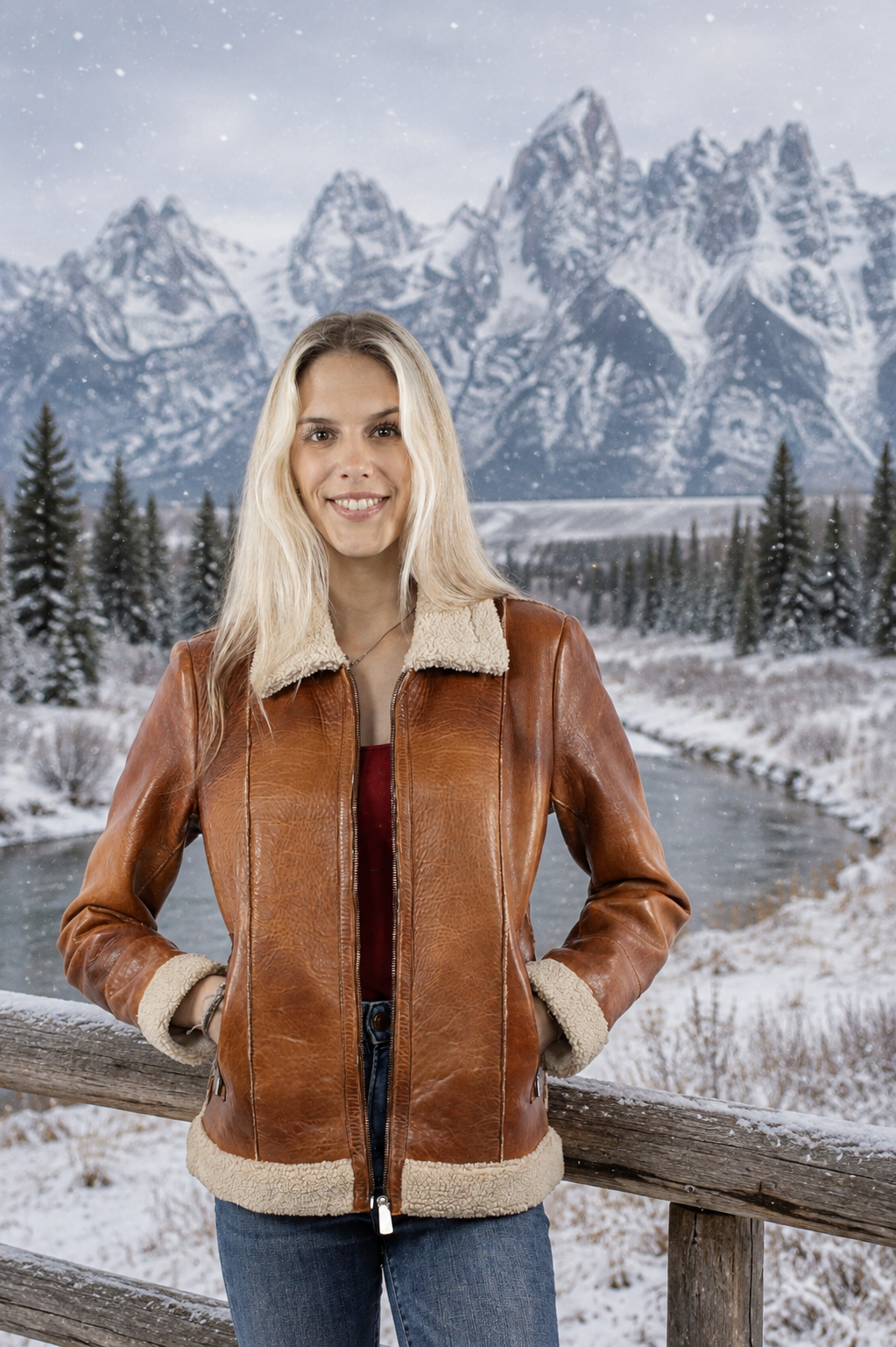 Scully Lambskin Shearling Trim Jacket