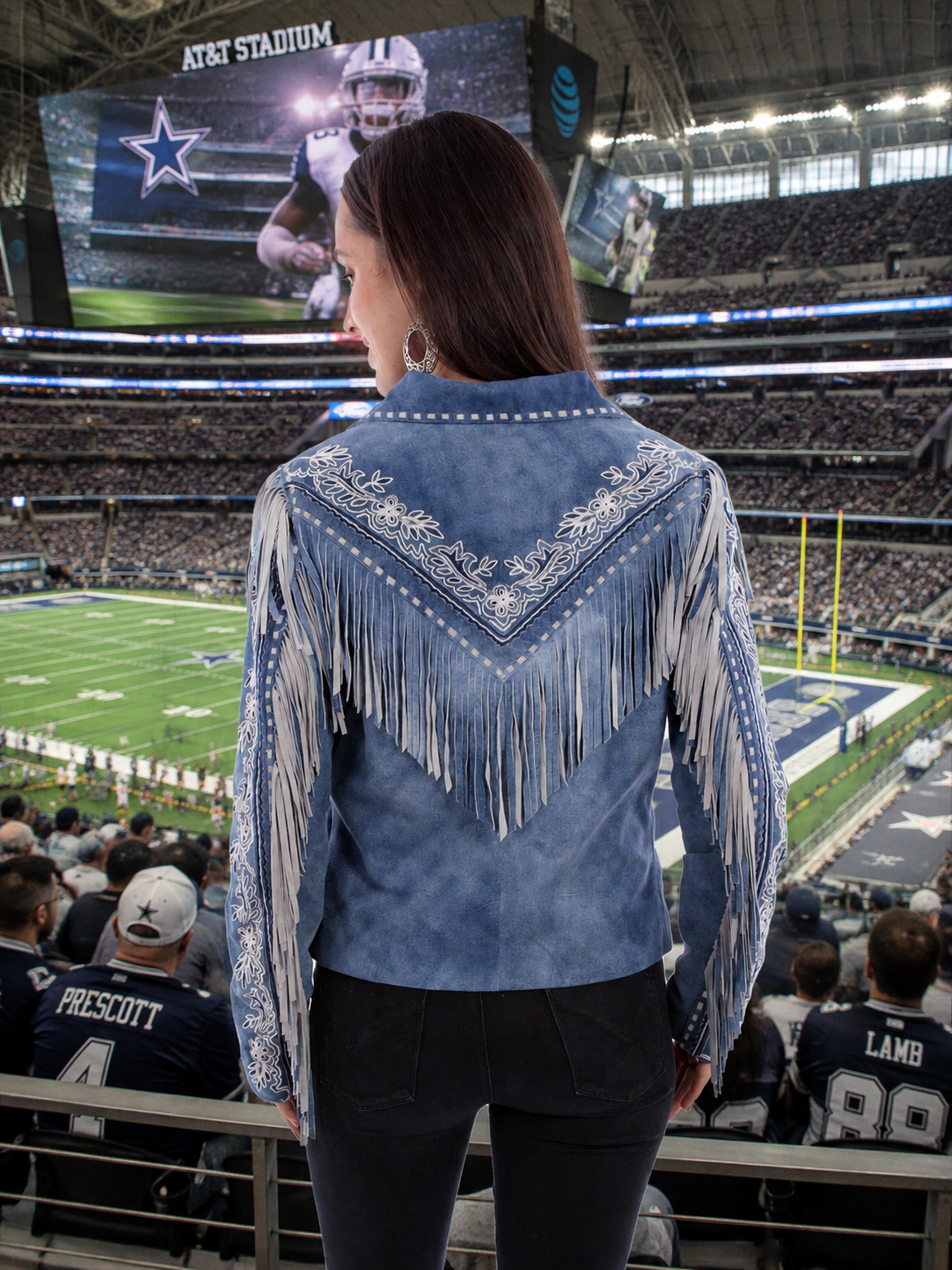 Scully Blue and White Suede Jacket