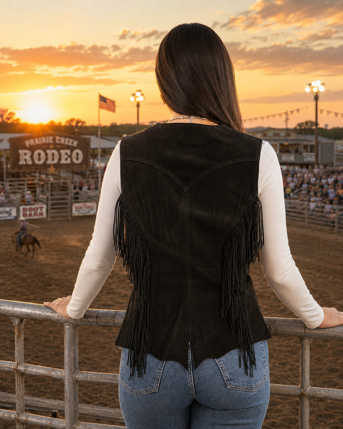 Cowgirl Suede Vest with Concho Style Snaps