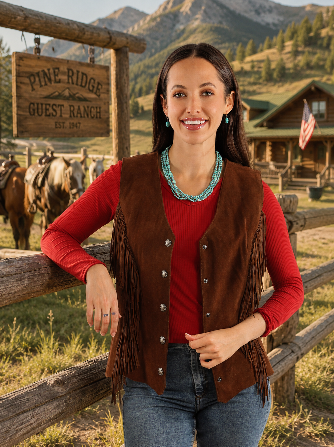 Cowgirl Suede Vest with Concho Style Snaps