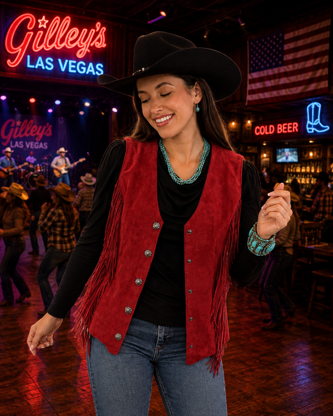 Cowgirl Suede Vest with Concho Style Snaps