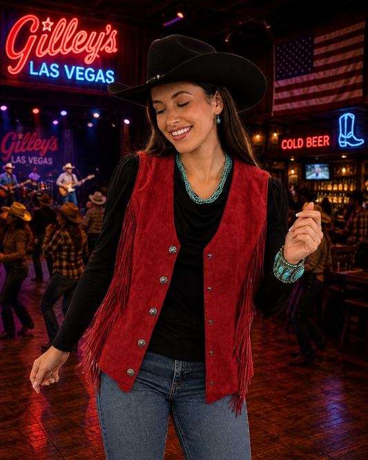 Cowgirl Suede Vest with Concho Style Snaps