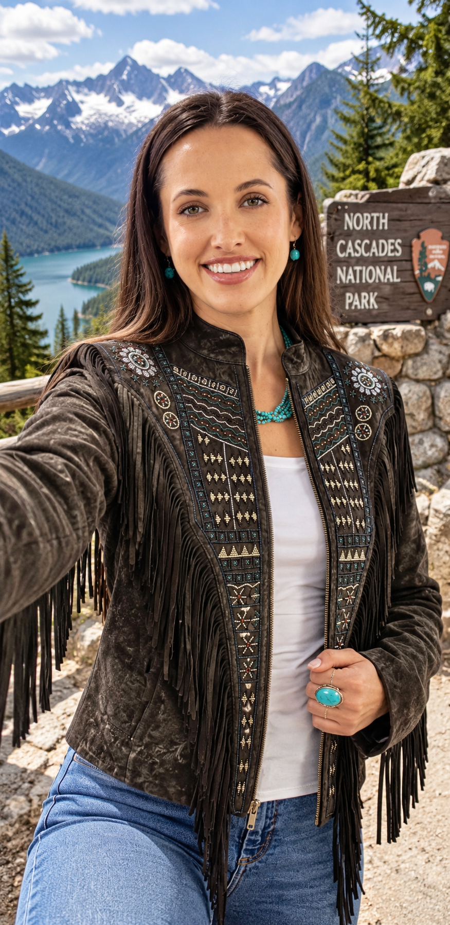 Lambskin Embroidered Jacket with Beautiful Fringe