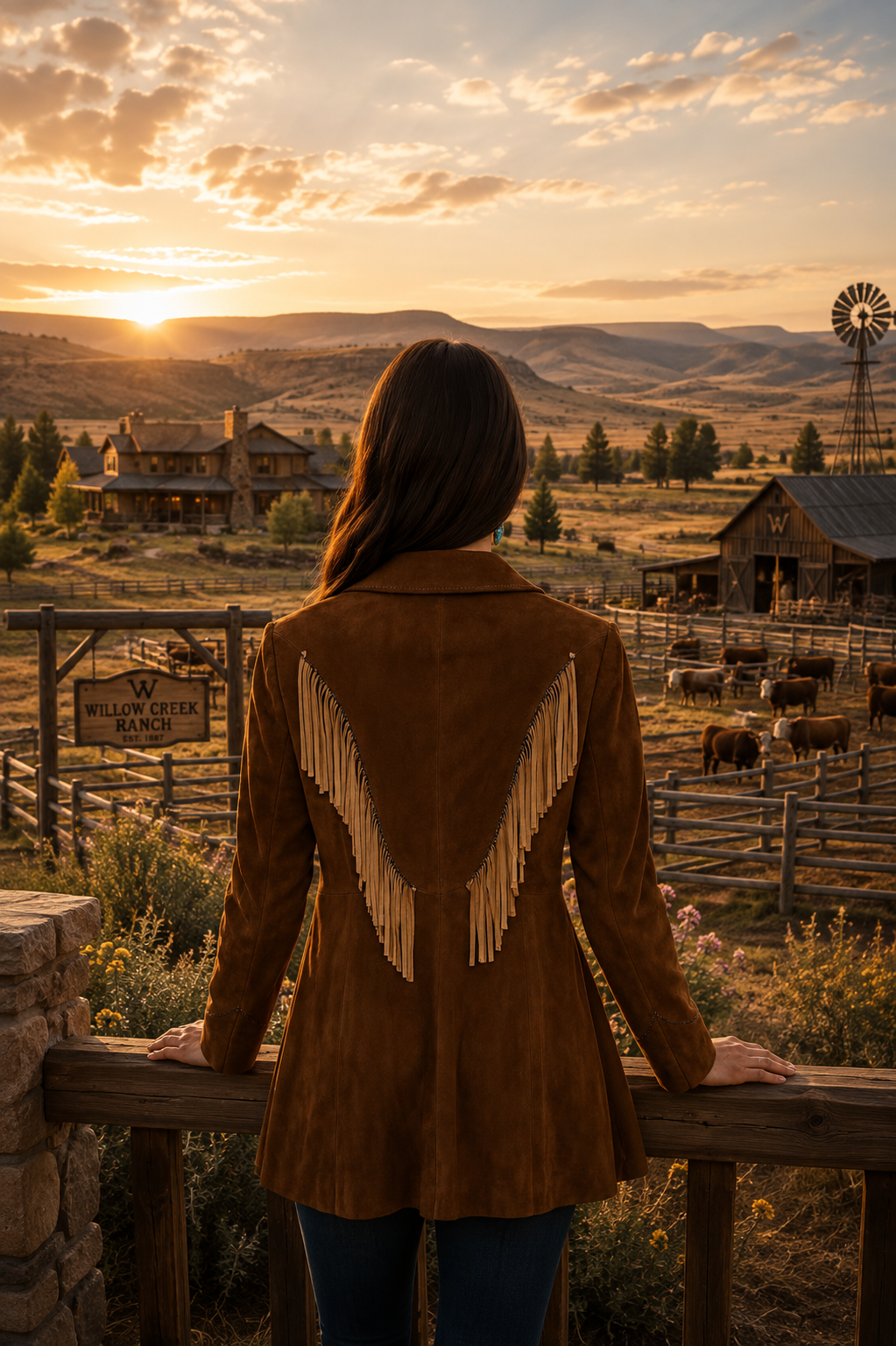 Chocolate Suede Fringe Coat