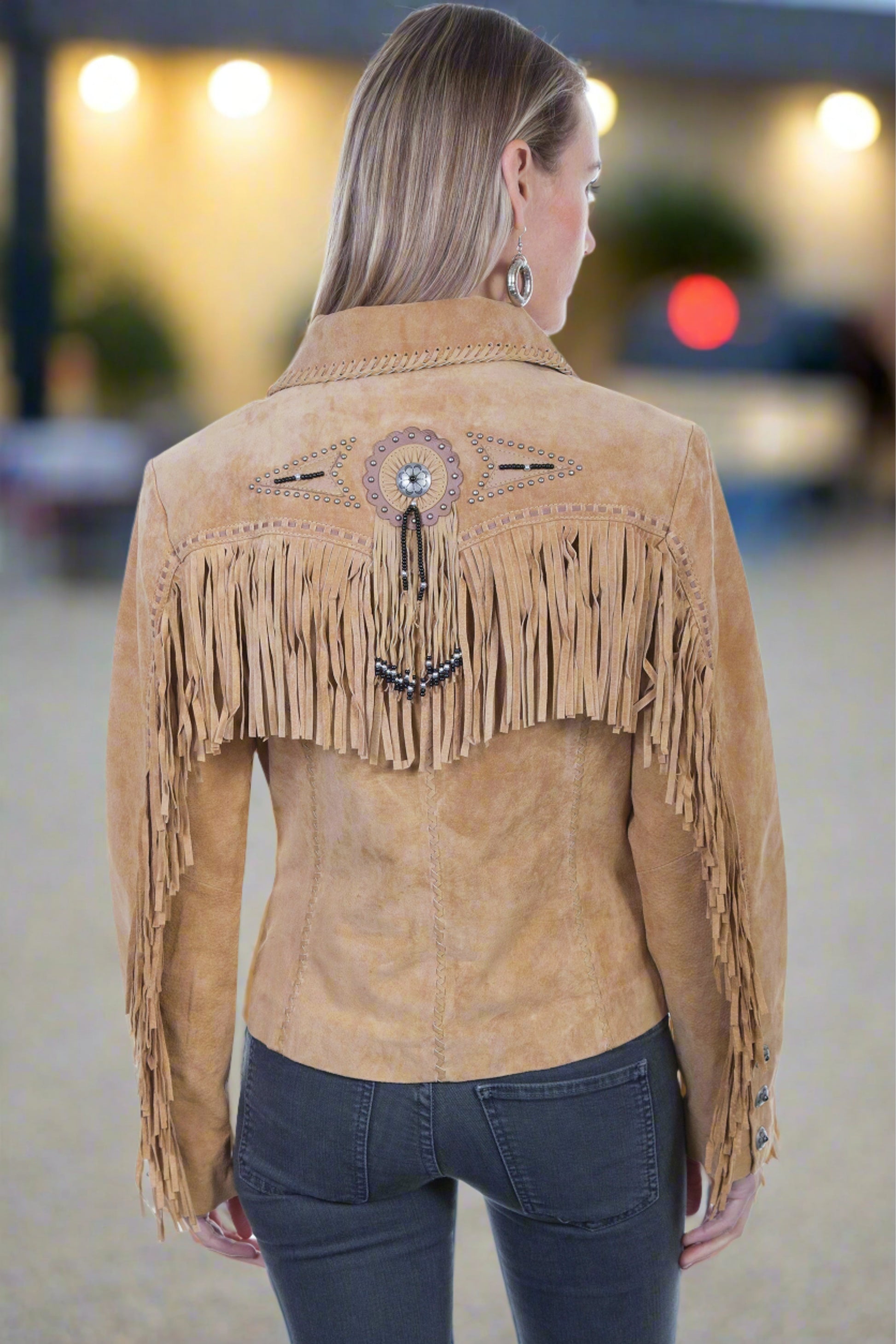 Honky Tonk Saturday Night Jacket with Fringe, Conchos, Concho Snaps and Beads by Scully in Turquoise or Old Rust in Size XS to XXL