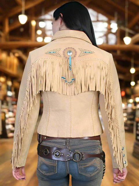 Honky Tonk Saturday Night Jacket with Fringe, Conchos, Concho Snaps and Beads by Scully in Turquoise or Old Rust in Size XS to XXL