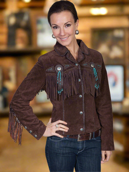 Honky Tonk Saturday Night Jacket with Fringe, Conchos, Concho Snaps and Beads by Scully in Size XS to XXL