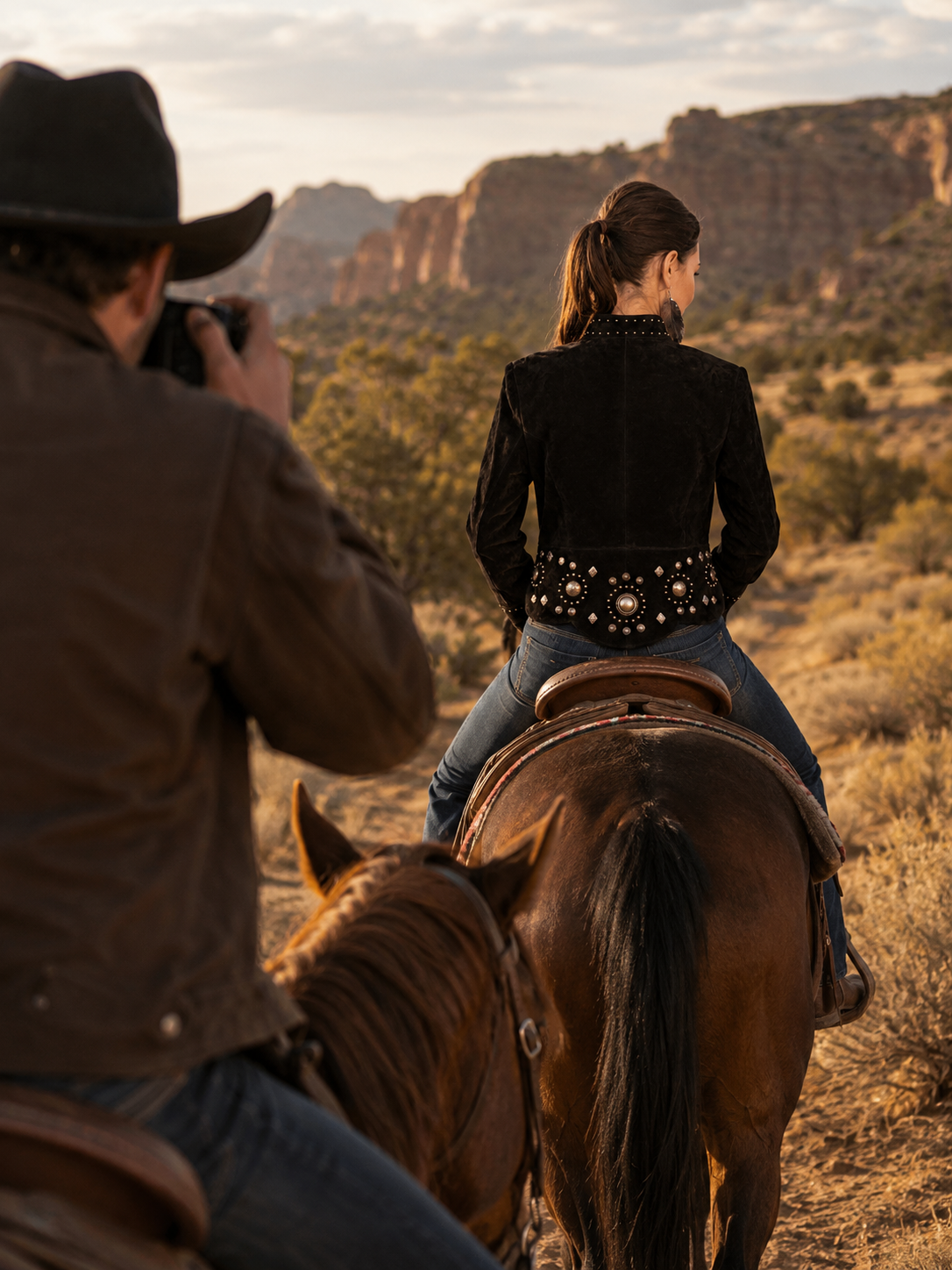 Suede Concho Jacket with Front Zipper Closure