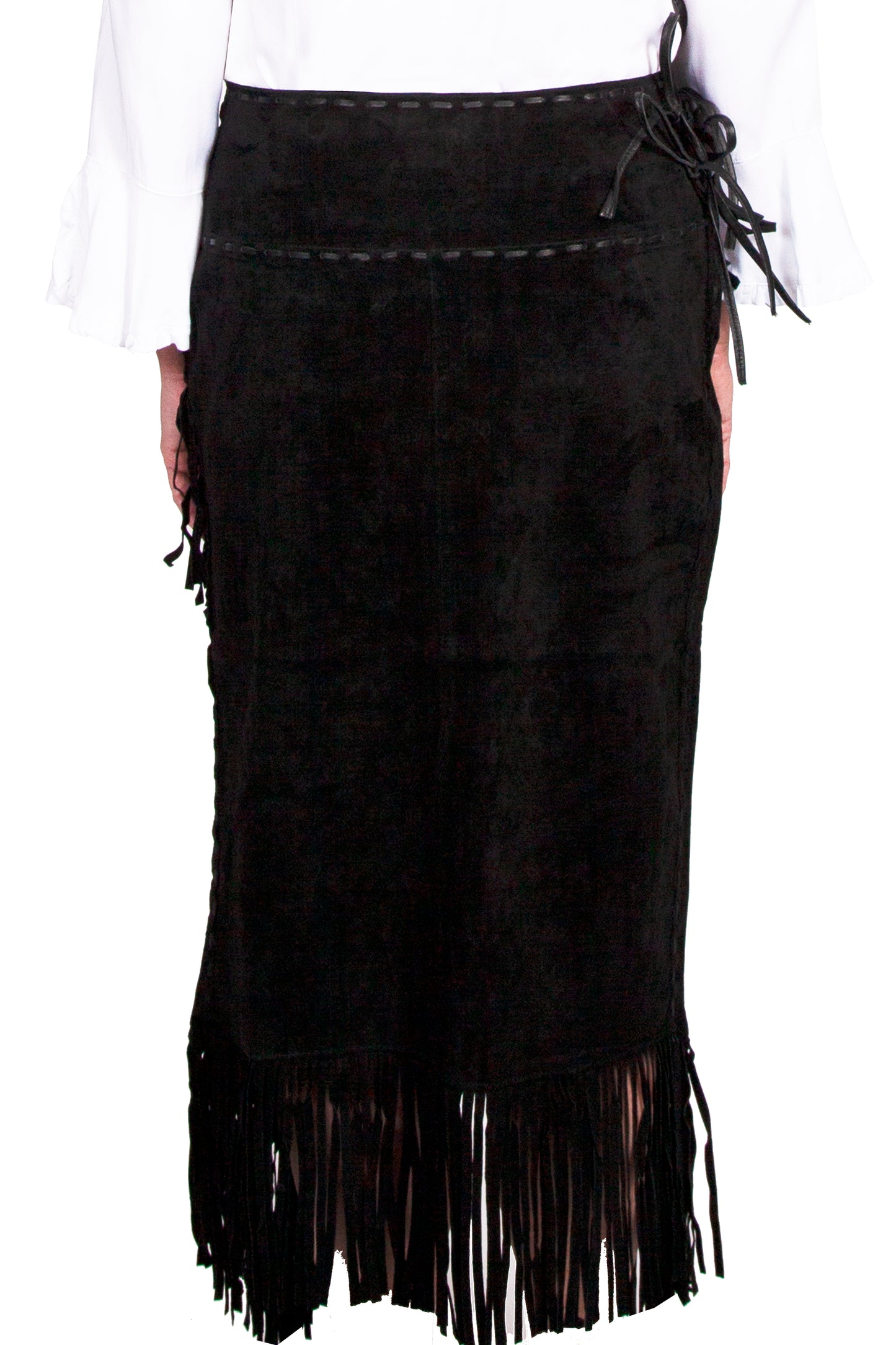 Black Long Suede Fringe Skirt by Scully in Size XS, S, M, L, XL, or XXL