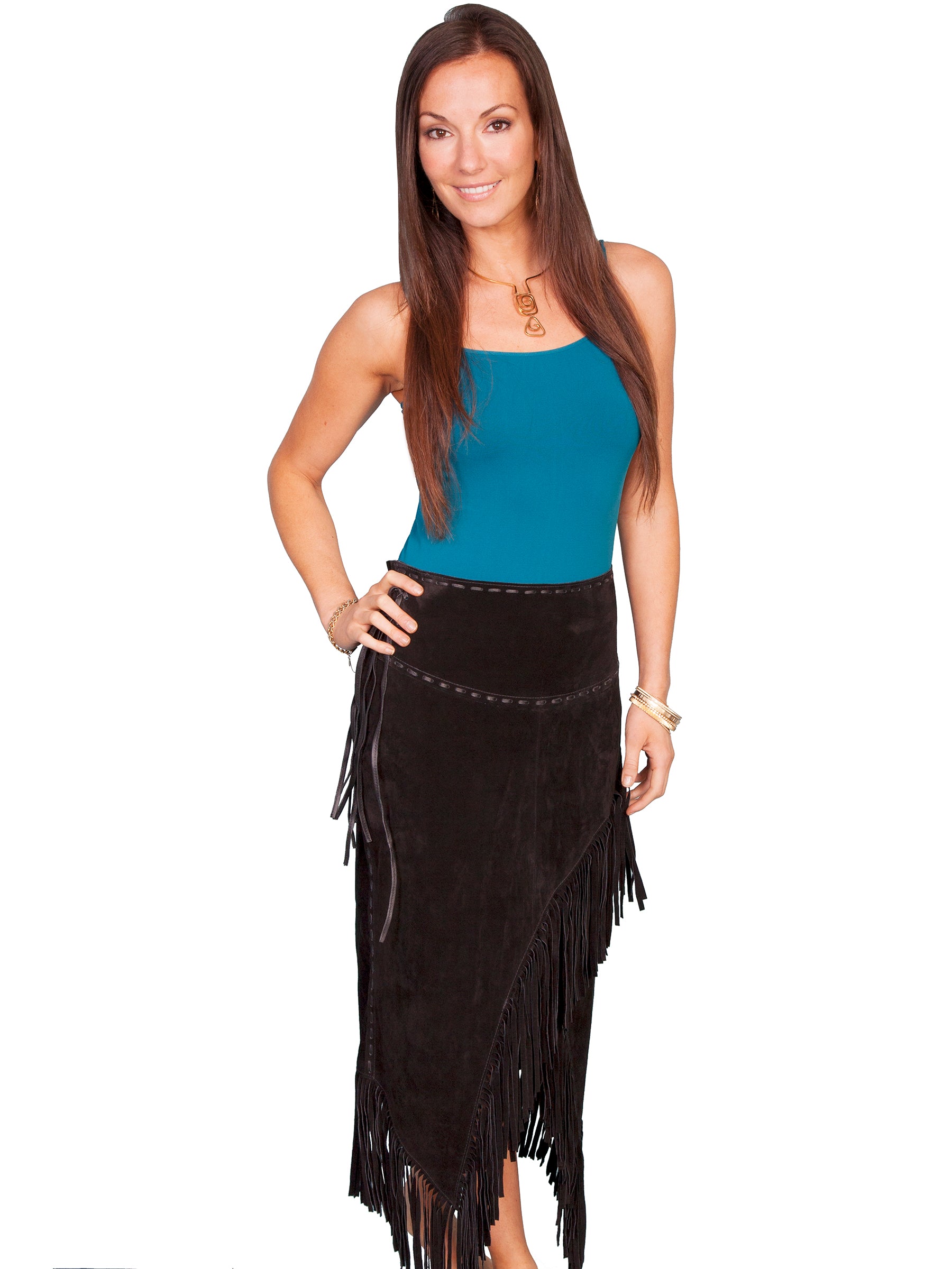 Black Long Suede Fringe Skirt by Scully in Size XS, S, M, L, XL, or XXL