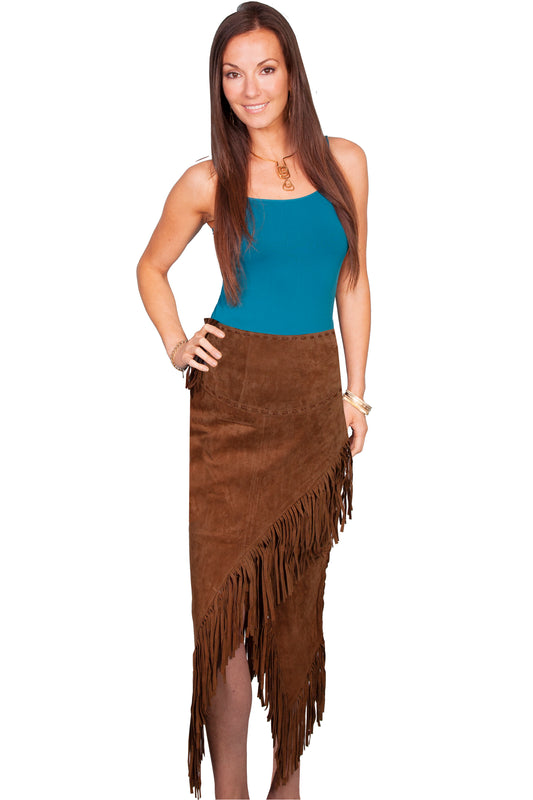 Cinnamon Long Suede Fringe Skirt by Scully in Size XS, S, M, L, XL, or XXL