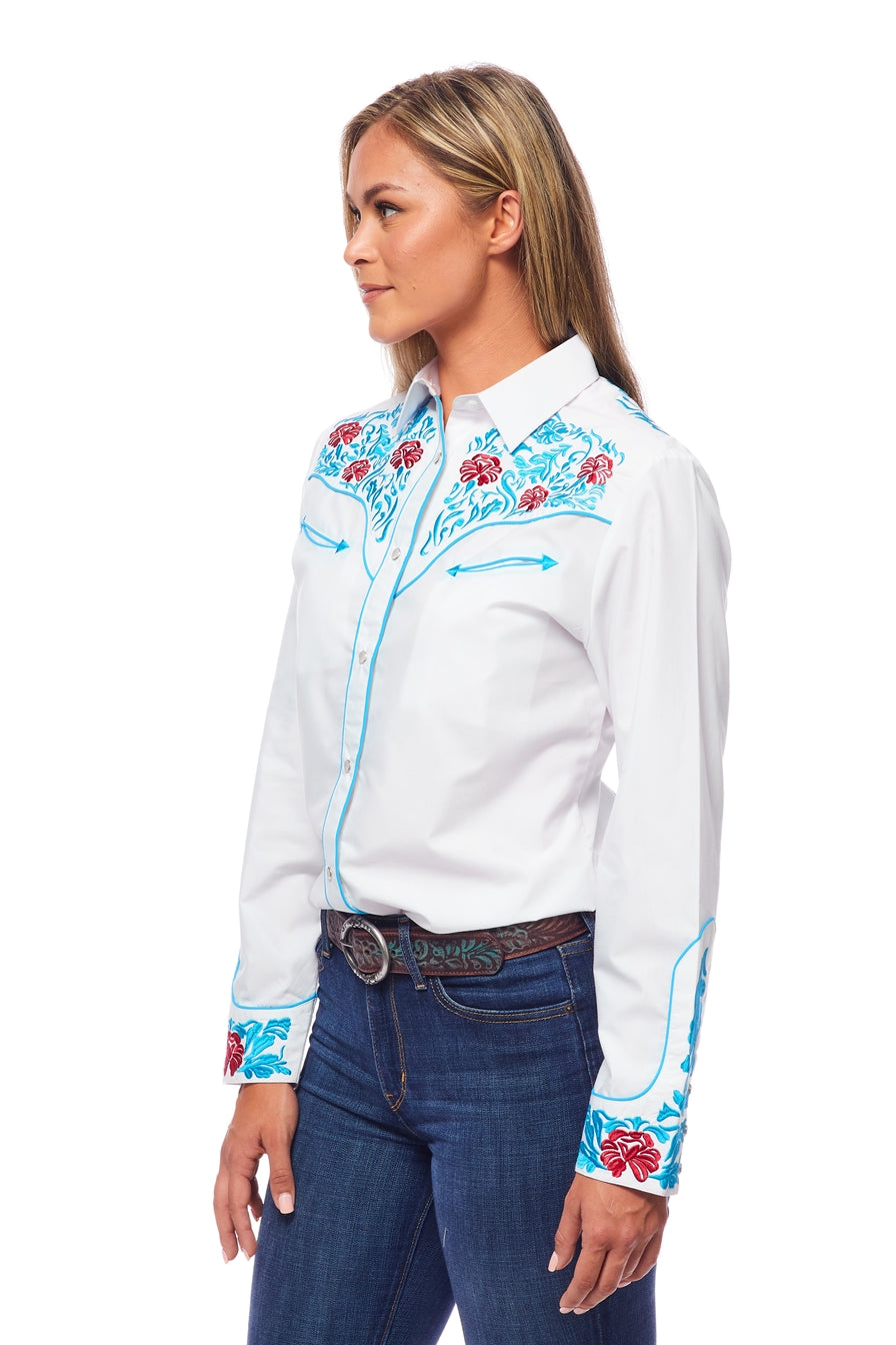 Champion Western Embroidered Shirt by Rodeo Clothing in White in Size S, M, L, XL, XXL