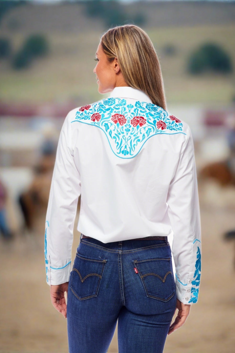 Champion Western Embroidered Shirt by Rodeo Clothing in White in Size S, M, L, XL, XXL