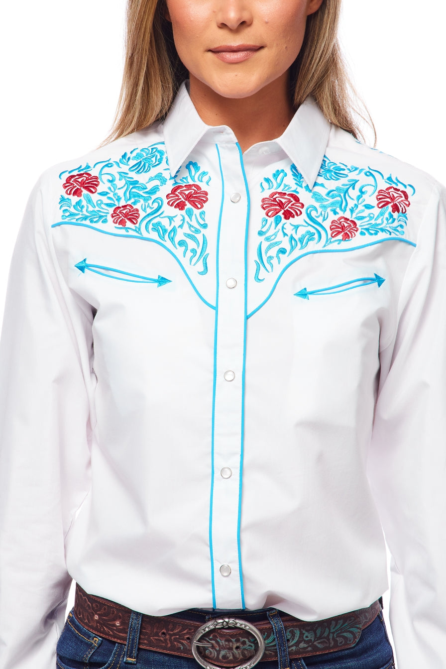 Champion Western Embroidered Shirt by Rodeo Clothing in White in Size S, M, L, XL, XXL